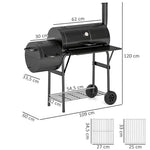 Grelhador a carvão em aço preto 109 x 60 x 120 cm – PANGIVO